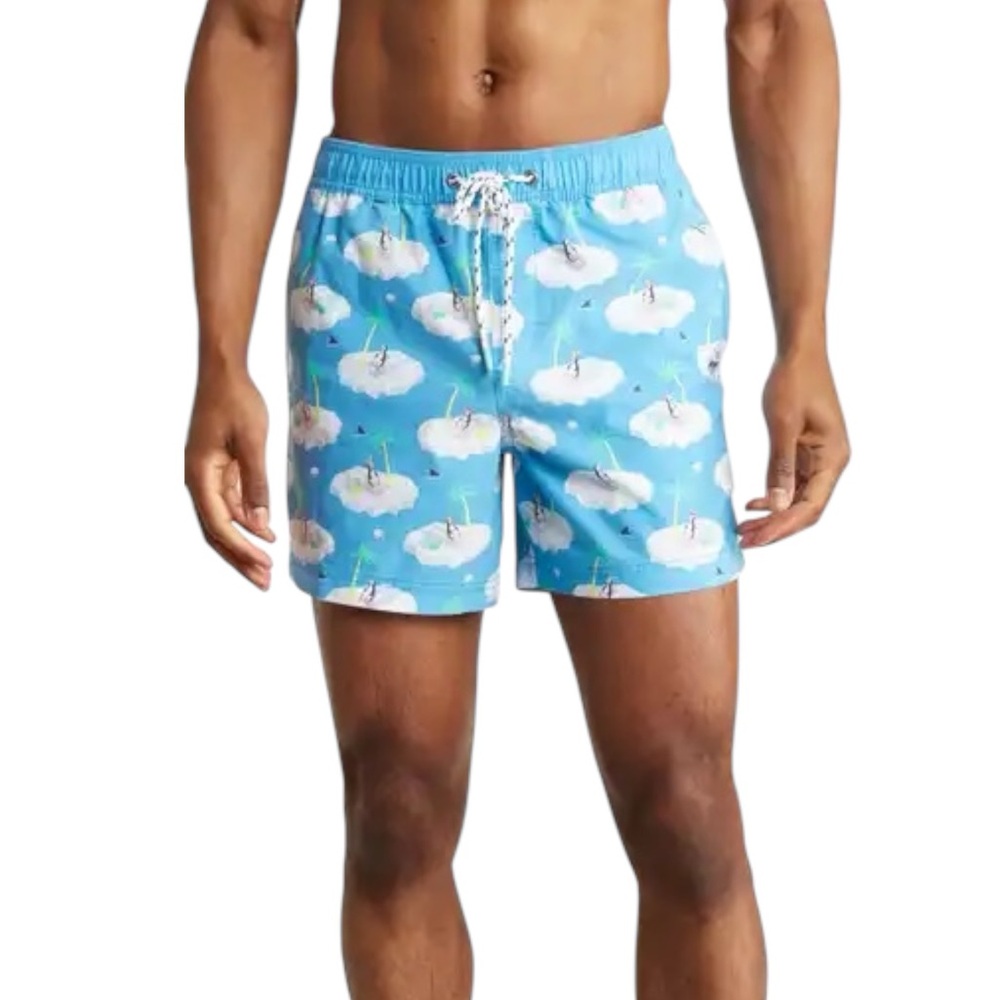 Party Pants Men's Swim Trunks Tropical Blue Size Small